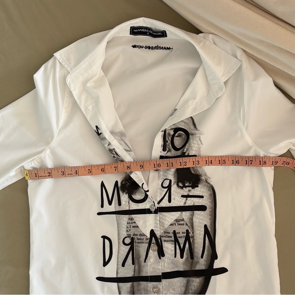 Maniere De Voir Shirt Dress No More Drama Size 6 - Picture 11 of 16